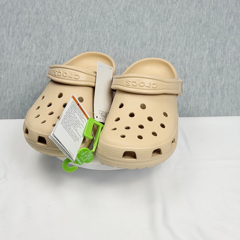 Crocs Classic Clog K Tan Beige Kids Youth Size J5 Slip On Shoes 206991-2DS NEW